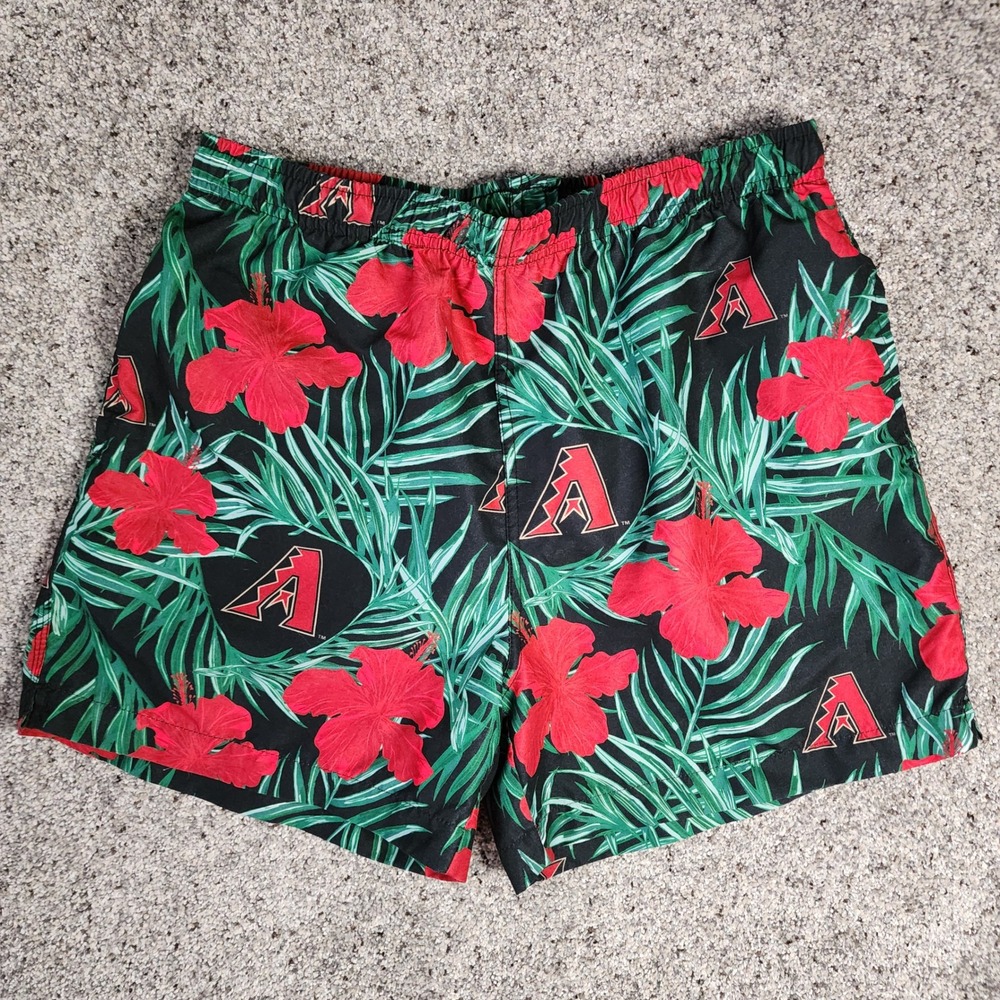 MLB Arizona Diamondbacks Swim Trunks Mens Medium Tropical Floral Lined EUC